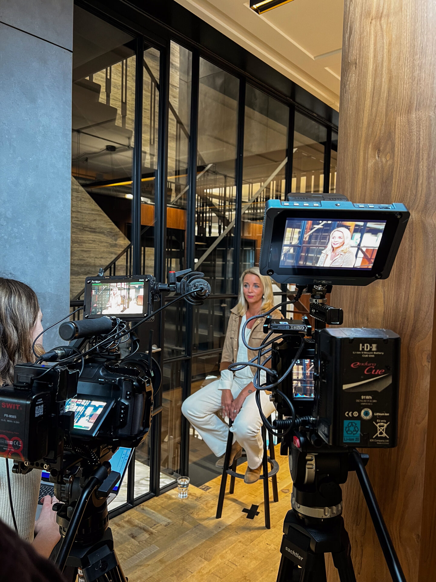 Corporate video filming interview set