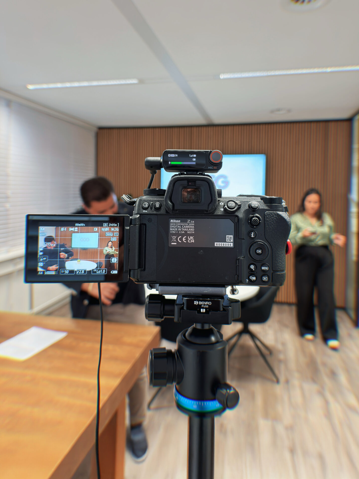 Professional camera and microphone setup